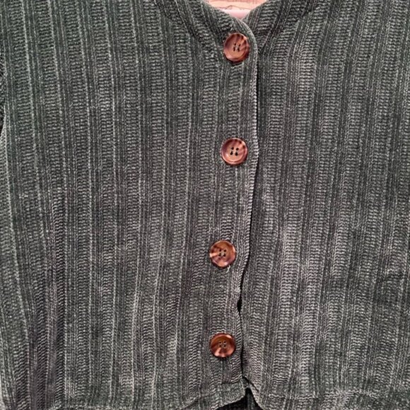 Emerald Green Velvet Cardigan Vintage Fairy 90s Coquette Cottagecore Whimsigoth - Picture 2 of 8